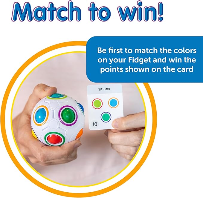 Continuum Games Fidget About It The Fast Paced Puzzle Dice Rolling Fidget Toy Board Game - Click The Orbs and Solve The Puzzles On The Cards - Fun for Family Game Nights - 2-4 Players Ages 6 and Up