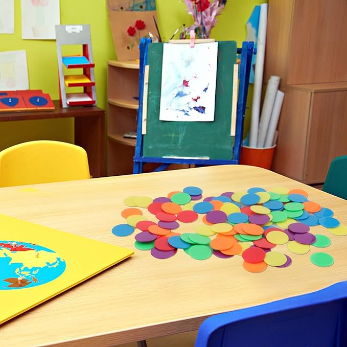 Coopay 300 Pieces Counters Counting Chips Plastic Markers Mixed Colors for Bingo Chips Game Tokens, Contain Orange, Blue, Green, Yellow, Red, Purple Colors