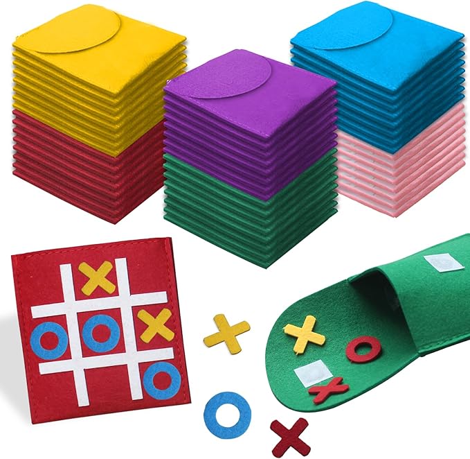 48 PCS Tic Tac Toe Board Game,Foam Tic-Tac-Toe Mini Board Game for Kids Family Classic Educational Toys Indoor Party Game Birthday Party 5"x5"