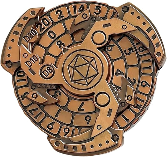 D&D Themed Fidget Spinner, dice Spinner, D4,D6, D8, D10, D12,D20,D% 7-in-1 Metal dice, Perfect for D&D Dungeons and Dragons, RPG and Pathfinder Role Playing Games (Black Gold)