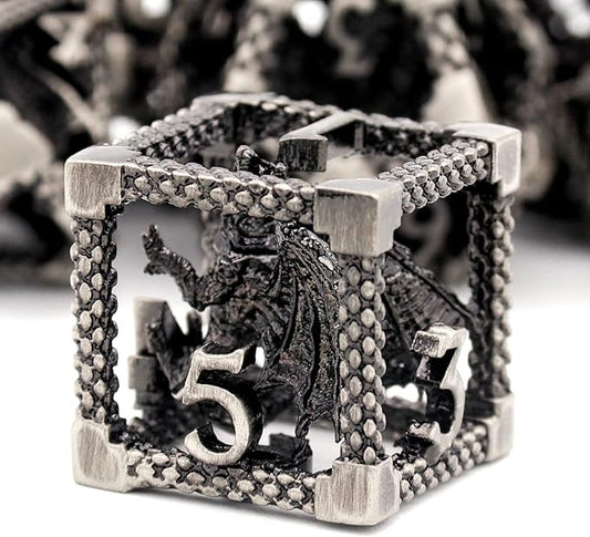D&D Dice, Dungeons and Dragons Dice Metal Dice Set Polyhedral Hollow Role Playing D and D Starter Dice for RPG MTG Table Board Games Pathfinder Warhammer Shadowrun Yahtzee (3D Sliver)