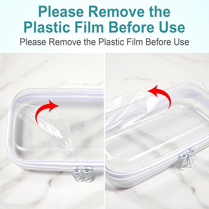 Hoolerry 4 Pcs Hard Clear Zipper Case Transparent Cases for Snacks Makeup Bag Plastic Storage Box Containers for Building Blocks, Puzzles, Cosmetics(White,7.5 x 3.9 x 2 in)