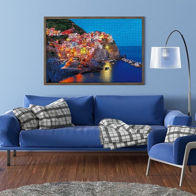 MaxRenard Coastal Landscape Jigsaw Puzzle 1000 Pieces for Adults Night View of Manarola Toy Home Wall Decoration Family Game Gift