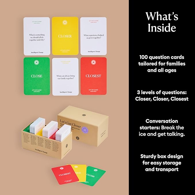 Intelligent Change Get Closer: Family Bonding Question Card Game, Conversation Starters with Fun Questions & Activities, Fun Talking Card Game for Families, Icebreaker Card Deck, 100 Question Cards