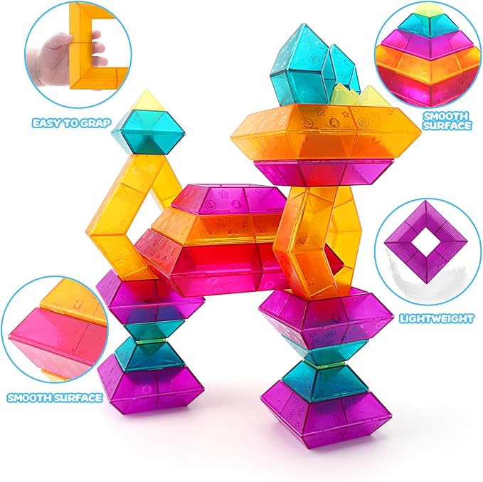 Building Block Sets for Kids 1 2 3 4 5 6 Year Old, 30 Pcs Stacking Blocks Toys for Boys Girls, STEM Preschool Learning Activities Educational Light Table Toys Gifts for Toddlers Children Age 18+ Month