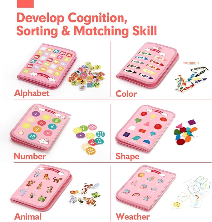 hahaland Busy Board - Montessori Toys for 2 Year Old Girl Birthday Gift, Preschool Learning Toy for 2 Year Olds, Educational Toddler Girls Car Airplane Travel Toys for Ages 2-4 One Two Year Old Gifts