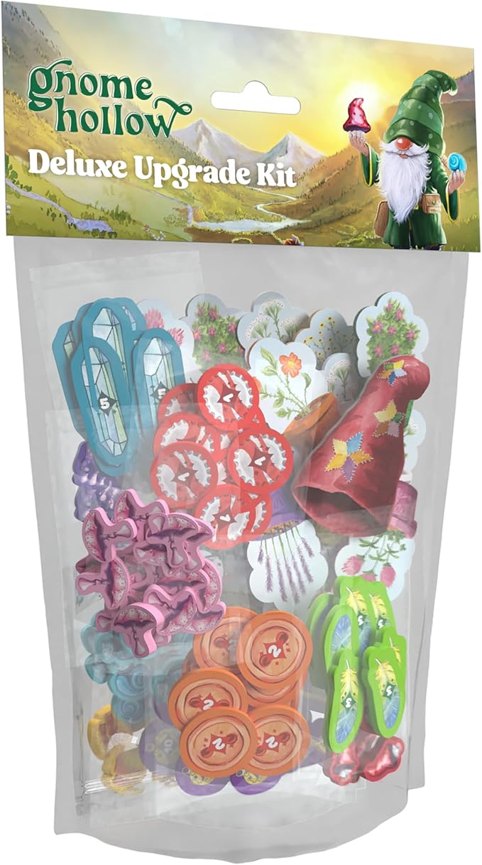 Gnome Hollow Tile Laying & Worker Placement Board Game Deluxe Upgrade Kit, 200 Beautiful Wood Pieces, Strategy Game for Ages 12+, 2-4 Players, Playtime 45 Mins, Designed by Ammon Anderson