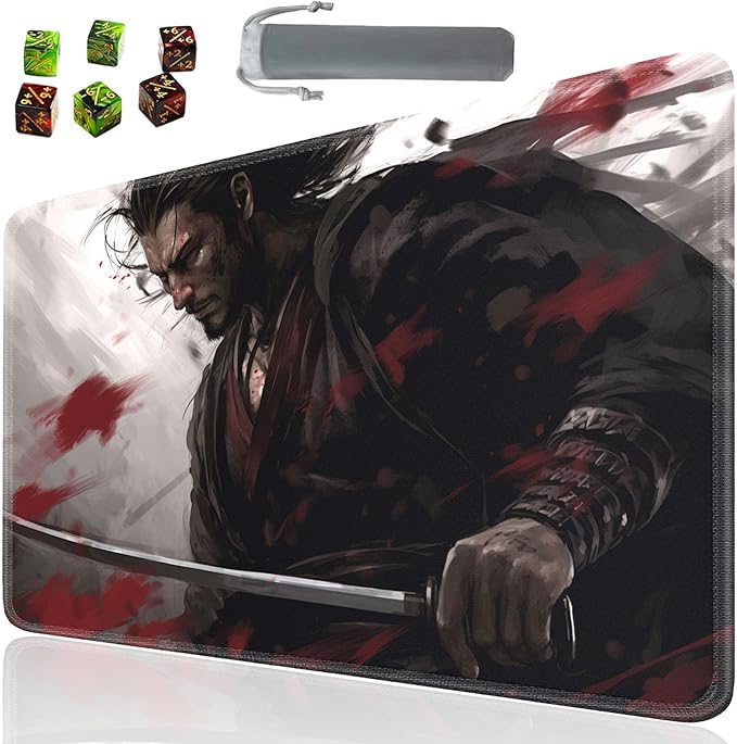 Board Game for TCG Playmat Table Mats Games Size 60X35 cm Mousepad Compatible for MTG RPG CCG Trading Card Game Play mats with 6 Dice (Playmat 124)