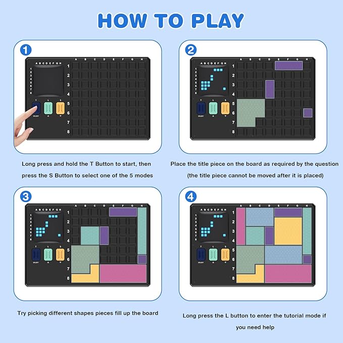 Blocks Pattern Matching Puzzle Games, Original Challenges Brain Teaser Toys for Kids & Teens, IQ Montessori STEM Educational Game for Boys Girls, Travel Games for Road Trips (Black)