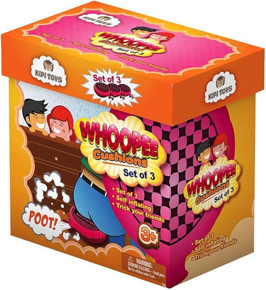 Whoopee Cushion Self Inflated 7" Set of 3 Gift Box Fart Prank Gag Novelty Trick Joke Toy for Kids Children Adults Office Home or Party