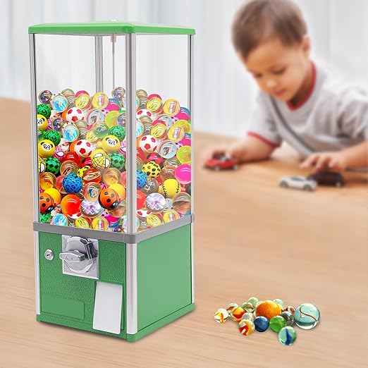Vending Machine, Candy Gumball Machine Huge Load Capacity Gumball Bank Candy Buy Vending Machine Ball Diameter 1.06-1.77 Inch for Retail Stores Game Stores 10.24x10.24x25.2 in (Dark Green)