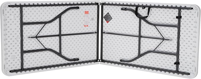 COSCO Fold-in-Half Banquet Table w/Handle, 8ft, White