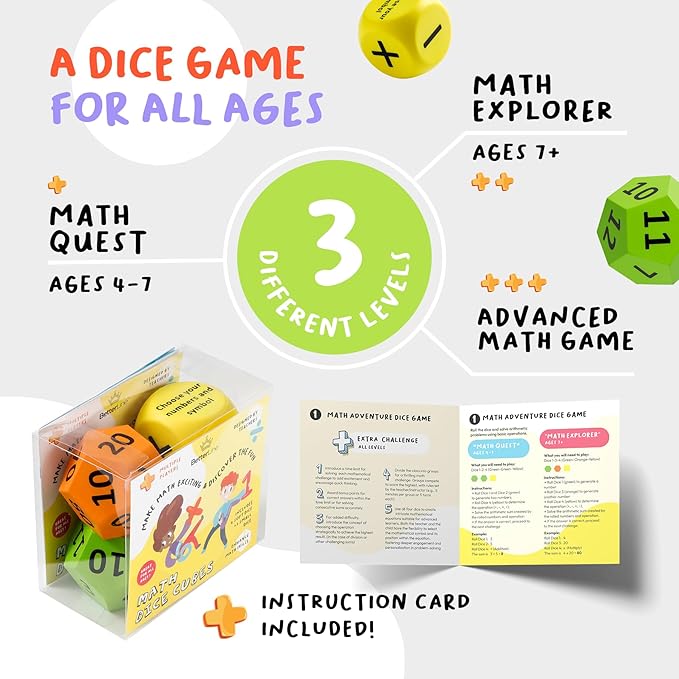 Math Dice Game for Kids, Teens, and Adults | Math Skill Game | Fun Educational Activity | Mental Math Game for Family Entertainment, Teachers and Learning | Engaging Brain Exercise for All Ages
