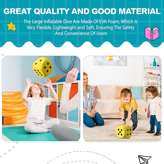 Shappy 6 Inches Foam Dice Fun Filled Large Educational Toy Kawaii Giant Dice Decorative Eva Foam Jumbo Cube Big Square Building Blocks for Game Nights Learning Sessions(Yellow,1 Pc)