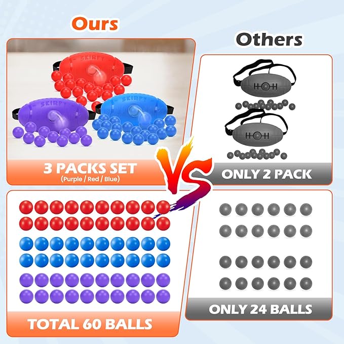 3 Pack Shaking Swing Balls Set for Kids Adults, Outdoors Indoors Birthday Games Toy with 60 Balls, Carnival Bachelorette Party Games for Boys and Girls, Lawn Minute to Win It for Kid 4 5 6+