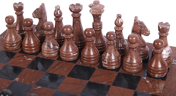 Handmade Marble Chess Set - Marina & Black (12 x 12 Inches) - Chess Sets for Adults - Premium Quality Chess Boards - Fancy Chess Boards