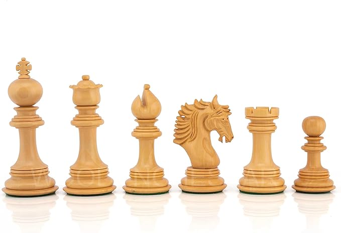4.5” The Empero Luxury Artisan Series Chess Pieces Only - Triple Weighted (Ebony & Boxwood)