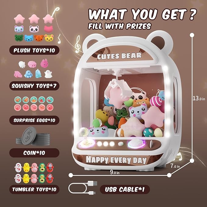 Skirfy Claws Machines for Kids,Unicorns Toys for Girls Age 6+,Mini Vending Machines with Squishyes Fidgets Toys,Candy Dispenser Machines,Claws Game,Birthday Gifts