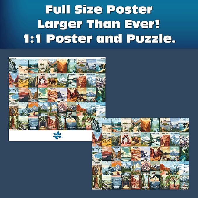 Buffalo Games - Sapphire Select - Our National Parks - 1000 Piece Jigsaw Puzzle – Challenging & Fun – Blue Core Puzzle Board – Giftable Display Box - Full Size Poster Included