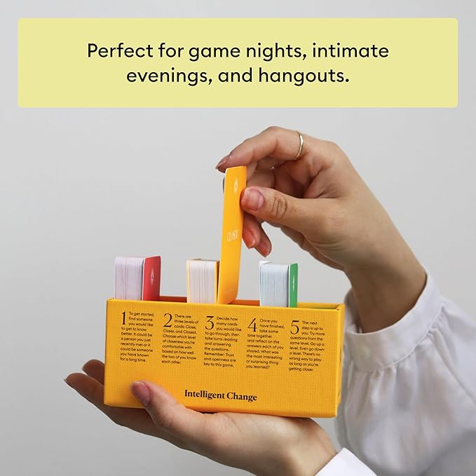 Intelligent Change Get Closer Social Bonding Card Game, Conversation Starters with Fun Questions & Activities, Talking Games for Adults, Icebreaker Game with 100 Question Cards