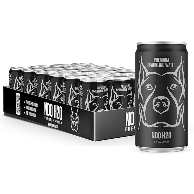 NDO H2O Premium Purified Water Case - 24 Pack (8.4 fl oz, Sparkling) | Reverse Osmosis Canned Water | Tested for Over 400 Impurities | Purified, Carbonated & Balanced | Alkaline & Minerals
