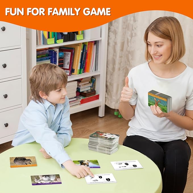 MEROCO Safari Animal Tracks Card Game, Farm Animal Flash Cards, Matching Game - Kids Science Learning Educational Toys for Homeschool, Preschool, Autism - 3 Years Old & Up