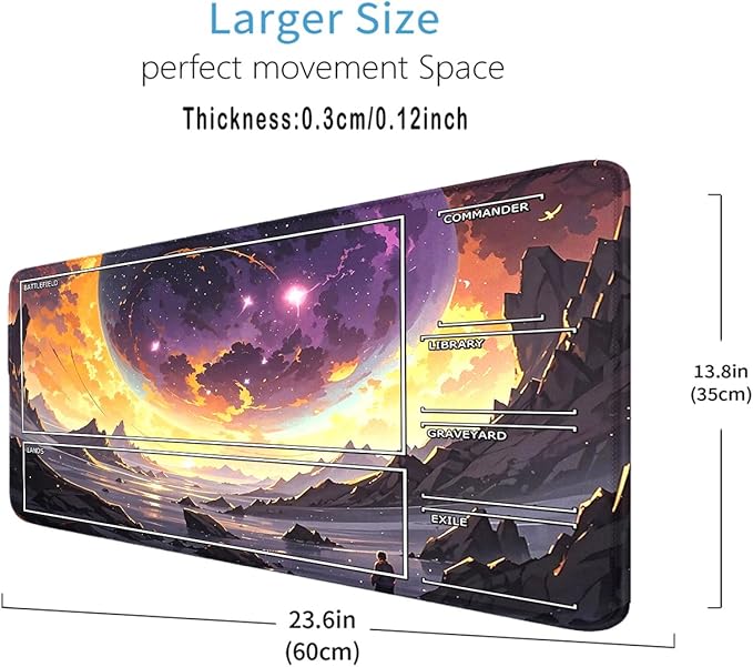 MTG Playmat- Stitched Edges Forest TCG Playmat-Non-Slip Landscape Play Mat Smooth Surface Rubber Base Board Game Mousepad 24x14 inches for Trading Card Game Playing with Storage Bags