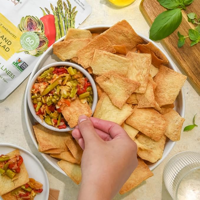 POSHI Artichoke & Asparagus Salad Natural, Keto, Vegan, Non GMO, Low Carb + Calorie, Gluten Free, Ready to Eat, Fully Cooked Vegetables, Pentry Food, Gourmet, Healthy, Travel Food, 6 Pack, 4.4 oz