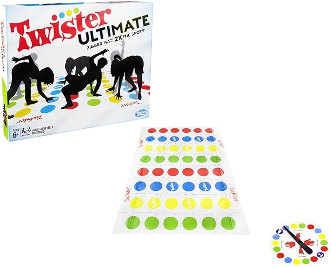 Hasbro Gaming Twister Ultimate: Bigger Mat, More Colored Spots, Family, Kids Party Game Age 6+; Compatible with Alexa (Amazon Exclusive)