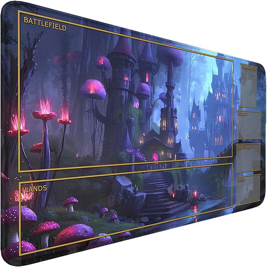MTG Playmat Stitched Edges, Game MTG Mat for MTG TCG 24 x 14 inches Trading Card Inked TCG Playmats with Storage Bag Smooth Rubber Surface Battle Game