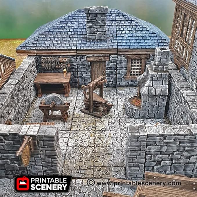 3DEGOS Smithy Tools Blacksmith Furniture Set DND Terrain 28mm for Dungeons and Dragons, D&D, Pathfinder, Warhammer 40k, RPG, Miniatures, Age of Sigmar, Tabletop, D and D, Dungeons and Dragons Gifts