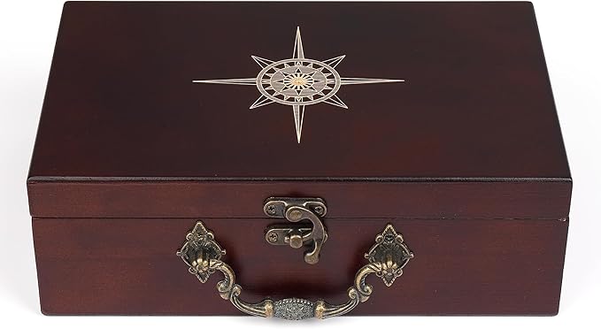 STERLING Games 12 Number Shut The Box Wooden Box Travel Case Nautical Theme Family Dice Game for Kids and Adults