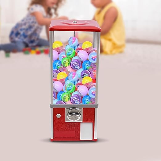 Candy Vending Machine 4X 25 Cents Toys Candy Dispenser Gumball Machine for Retail Stores Parks Game Halls and Home,10.2x10.2x25.2in,with 2 Keys (Red)