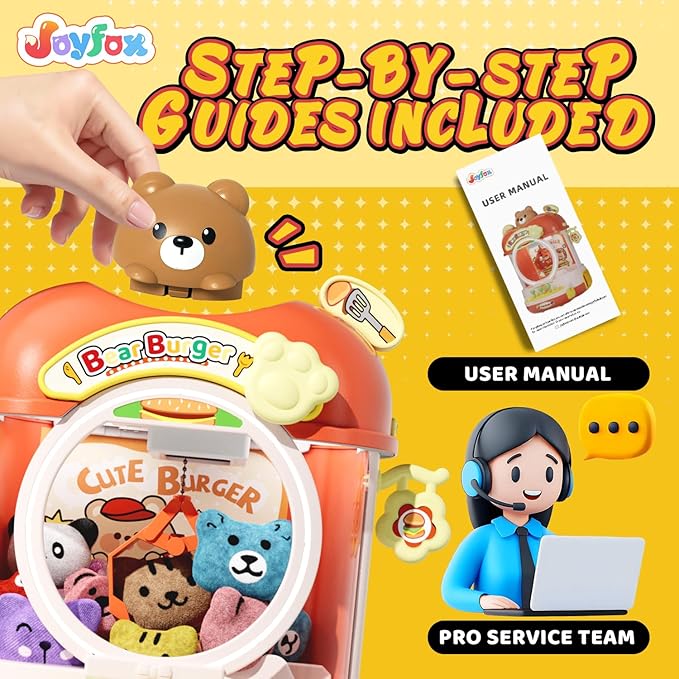 Claw Machine for Kids, Cute Vending Machine for Age 5+, Bear Fun Toy with Prizes Plush and Capsule Inside for Girls, Birthday Party Gifts Provides Hours of Fun for Kids