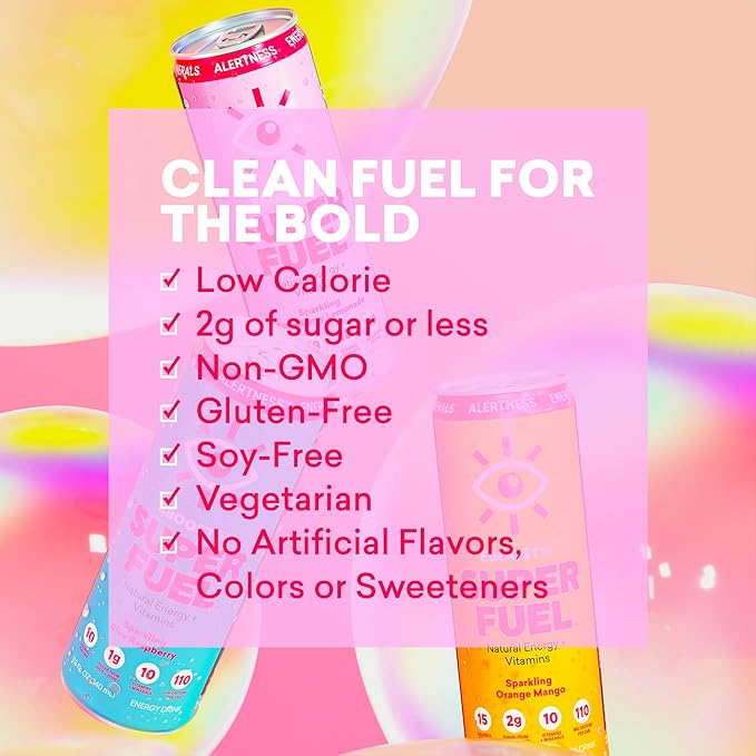 EBOOST Super Fuel Energy Drink - Strawberry Lemonade - 12 Pack x 11.5 Fl Oz - Caffeine from Natural & Clean Ingredients - Essential Electrolytes, Nootropics, and Vitamins - Sports Preworkout Drink