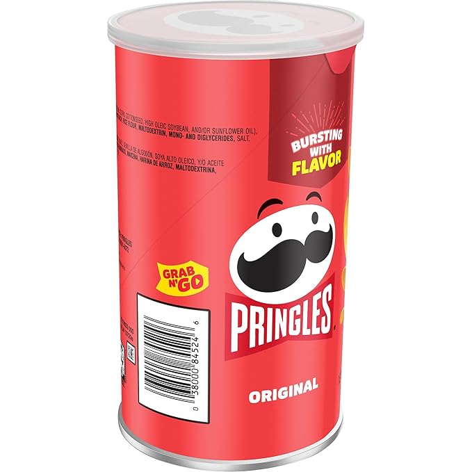 Pringles Potato Crisps Chips, Lunch Snacks, Office and Kids Snacks, Grab N' Go, Original (12 Cans)