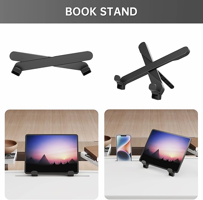 Allpop X TV Tray Table, TV Dinner Tray for Eating, Large Adjustable Folding Laptop Table with Book Stand, Cup Holder & Tablet Slot on Couch & Bed with 6 Heights & 3 Tilt Angles, White