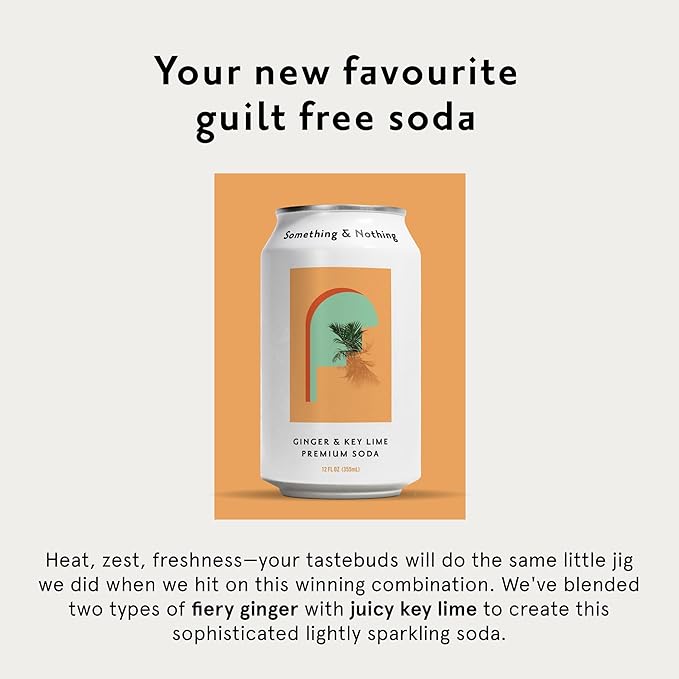 Something & Nothing Ginger & Lime Flavoured Sparkling Water | Lightly Carbonated, Full Flavoured with Added Grape & Lemon Juice | Vegan & Low Calorie Soda | 12 Fl Oz Cans (Pack of 12)