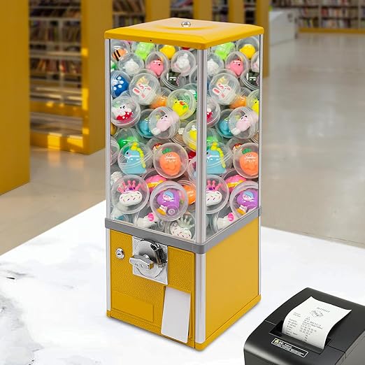Vending Machine, Candy Vending Machine for Game Stores And Retail Stores, Capsule Vending Machine Commercial Vending Machine for 1.1.06-1.77 In of Capsule Toys or Candies 10.24*10.24*25.2 in (Yellow)