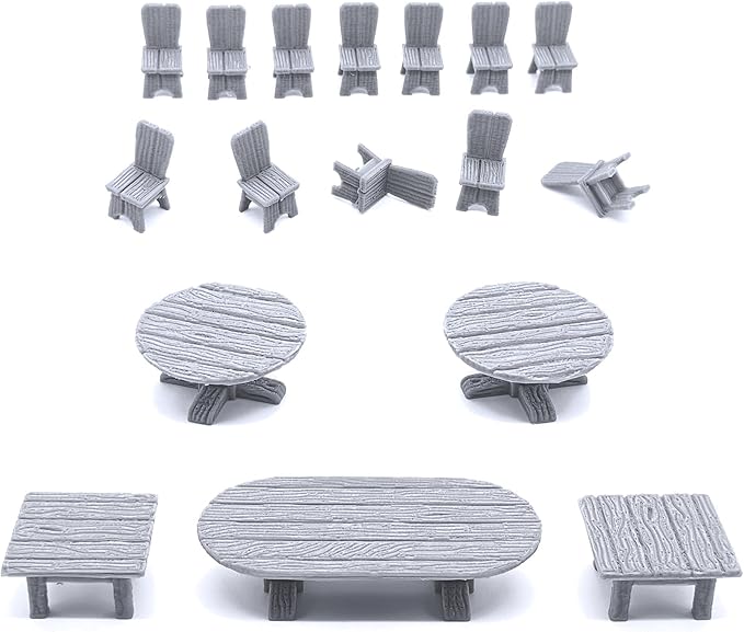 Tavern Bar Furniture Set by EC3D, 3D Printed Tabletop RPG Scenery and Wargame Terrain 28mm Miniatures