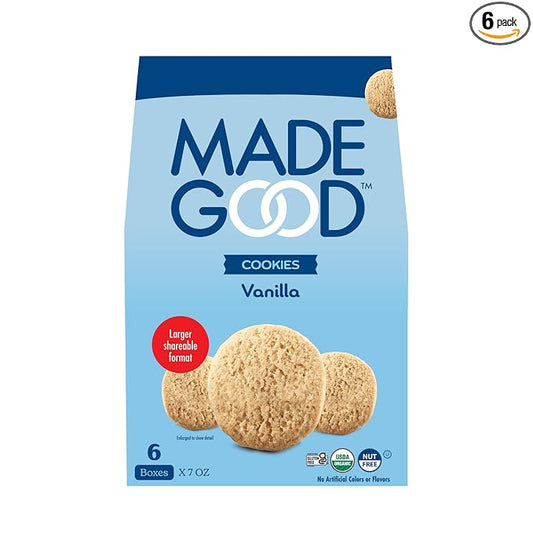 MadeGood Vanilla Crunchy Cookies (6 Boxes, 7oz Each) Organic and Gluten Free