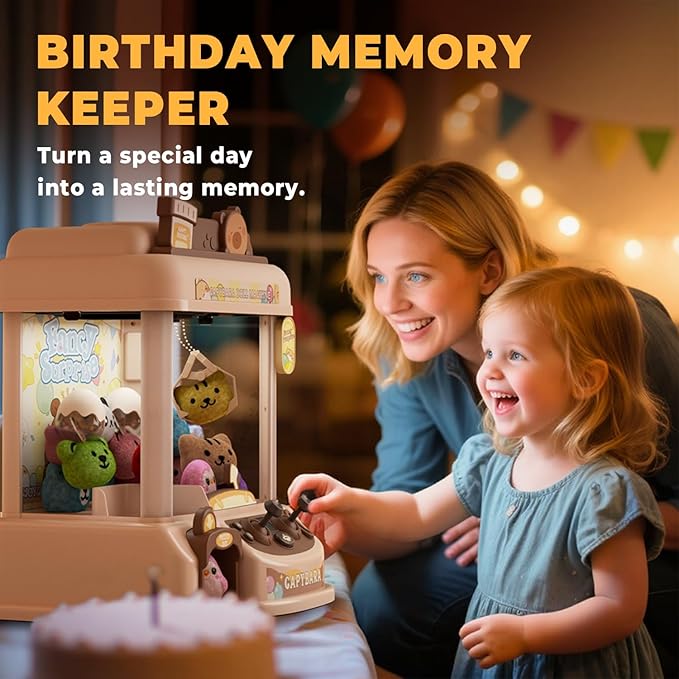Claw Machine for Kids, Capybara Mini Vending Machine for Age 3+, Toy Claw Machines with Plush and Squishy Prizes for Girls, Candy Grabber Dispenser Toy for Boys, Birthday Gifts for Kids Age 3-8