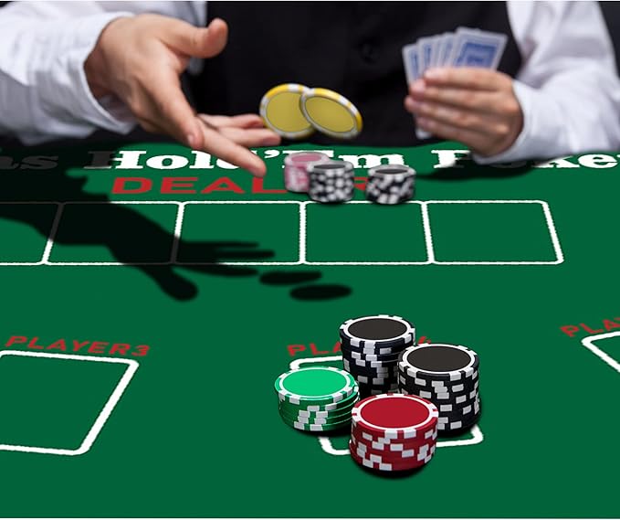 nuveti Poker Mat - 94 x47inch Non-Slip Poker Table Game Mat - Portable Rubber Waterproof Poker mat for Table 8-10 Player Card Game