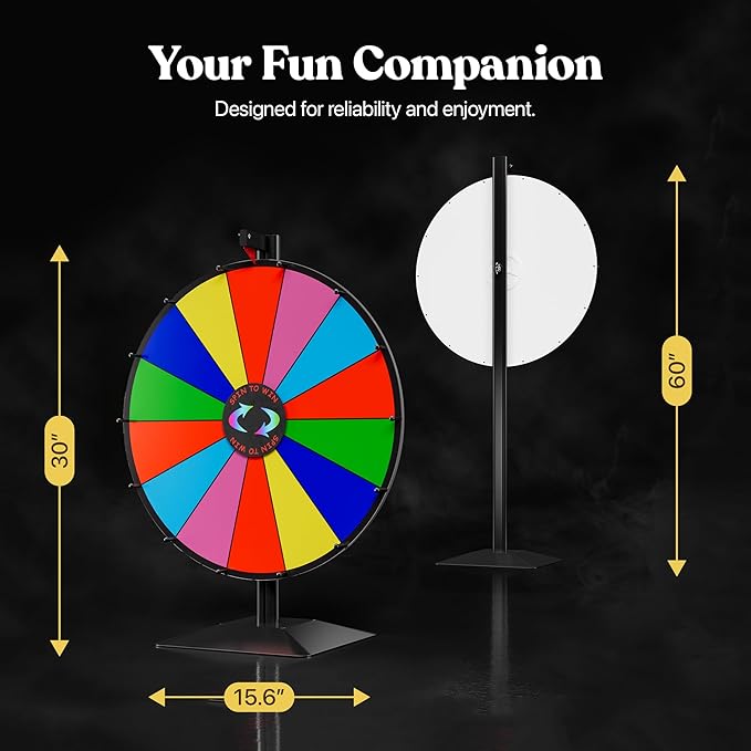 T-SIGN 24 Inch Dual Use Spinning Prize Wheel 14 Slots Color Tabletop and Floor Roulette Wheel of Fortune with Dry Erase Marker and Eraser Win The Fortune Spinner Game for Carnival Trade Show
