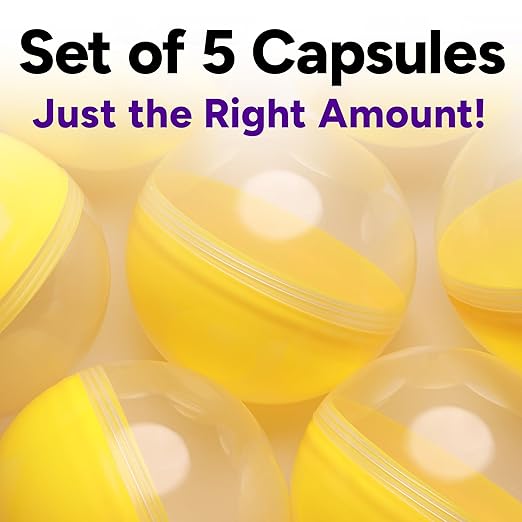 Big Claw Machine Capsules Translucent Yellow Plastic Sphere Party Favor Containers Round 5 pcs 6.3 inch Jumbo Plastic Christmas Ornaments Extra Large Gift Box Craft Party Supplies Vending Capsules