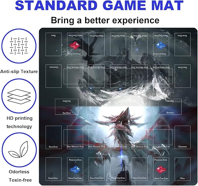 Card Rubber Mat - 2 Player, Square playmat for Gamer 60x60cm/23.6x23.6inch