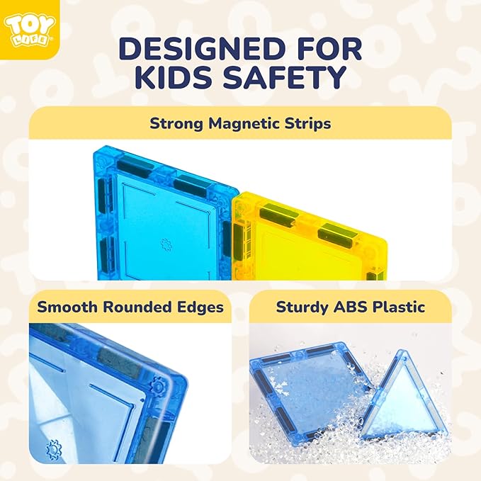 TOY Life Magnetic Tiles for Kids Ages 3-5, 80Pcs Magnet Building Toys for Kid Age 4-8, Construction Buildiing Tile for Toddler 1-3, Kids Preschool Toys