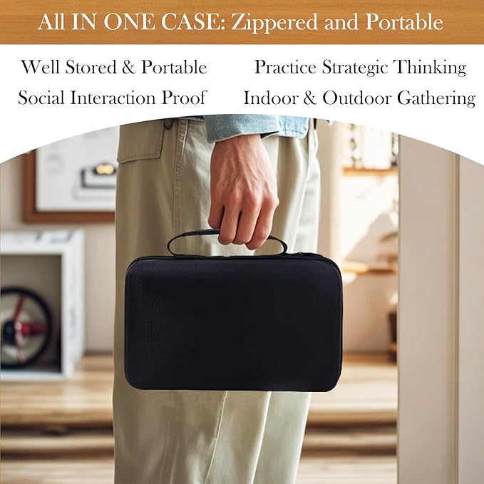 8 Players Rummy Game Set, 214 Melamine Tiles, 8 Wooden Racks, Drawstring Bag, Premium Portable Case, Tile Board Games for Adults, Travel, Birthday Gifts for Men Women Dad Mom