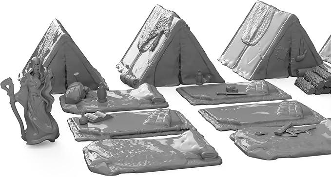 Adventure Camp Set DND Terrain 28mm for Dungeons and Dragons Terrain, D&D, Pathfinder, Warhammer 40k, RPG, Miniatures, Tabletop, D and D, Dungeons and Dragons Gifts