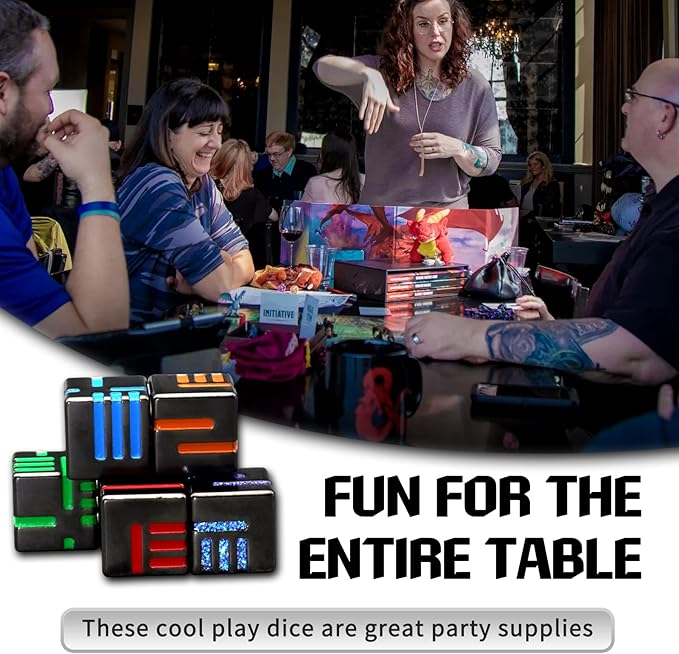 D6 Metal Dice Set, HNCCESG 6 Sided Dice 6 Pieces Solid Metal Game Dice for DND Dungeons and Dragons Role Playing Game RPG Pathfinder Shadowrun Warhammer D&D Accessories Gift (Mixed Color)